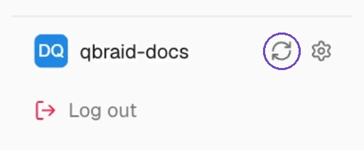 Refresh account data button circled beside Account settings in the sidebar profile row